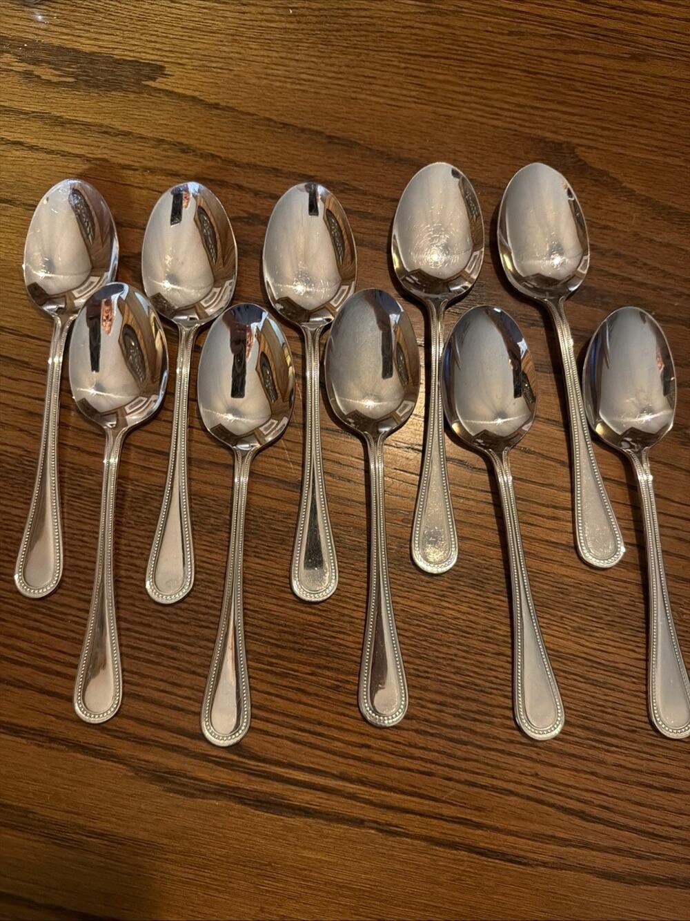 10 Soup Spoons CONTINENTAL BEAD Wallace 18/10 Stainless Replacements Tablespoon